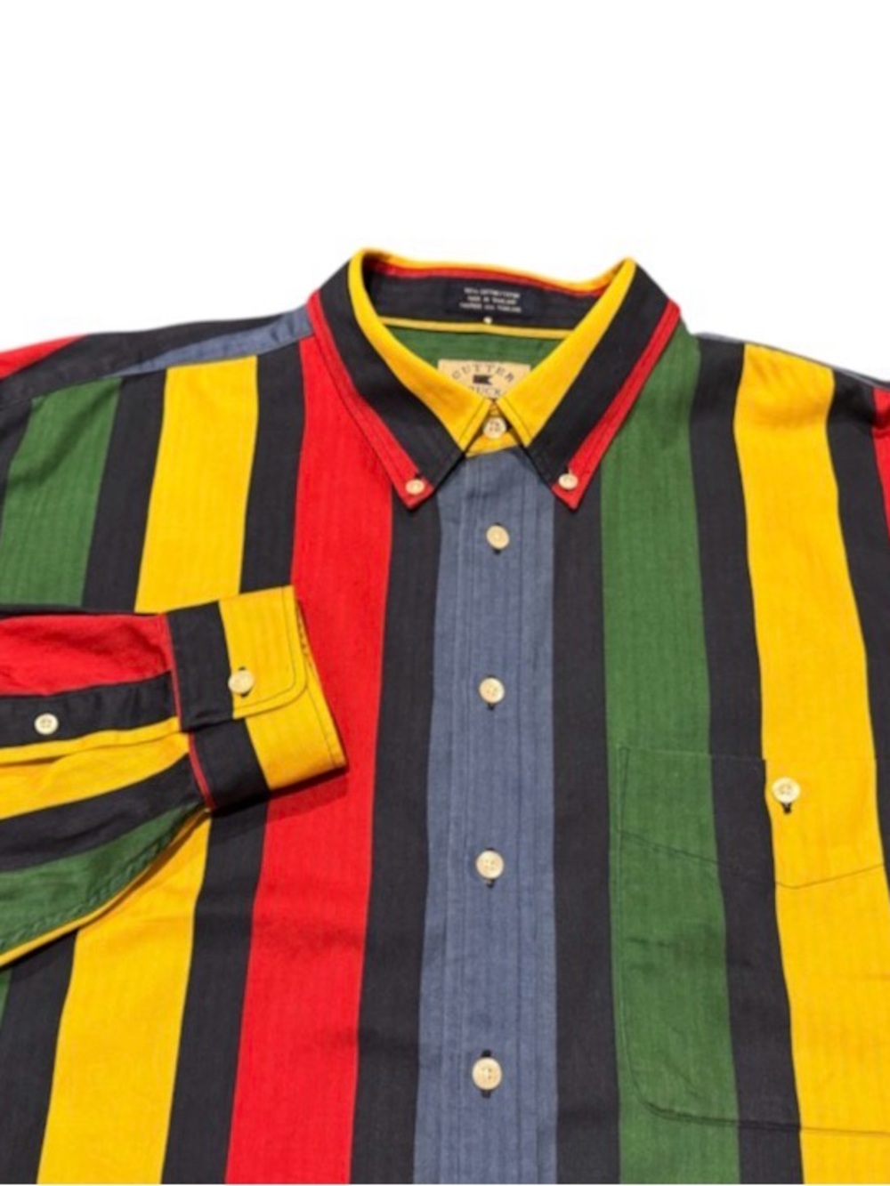 Vintage Cutter & Buck Long Sleeve Multicolor Stripe Shirt Size XLT 90s Cotton